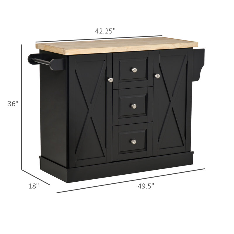 Gracie Oaks Kerlin Wood Kitchen Island & Reviews Wayfair
